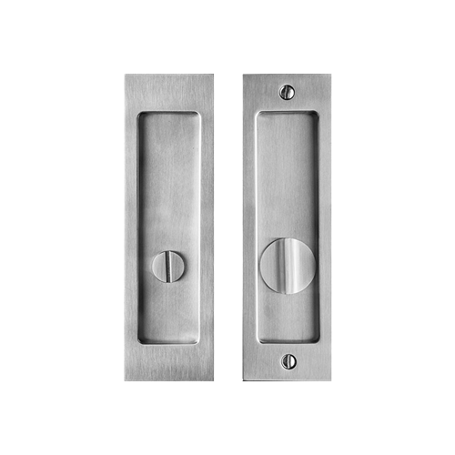 Linnea PL160S Square Privacy Pocket Door Lock with Straight Pull in Satin Stainless Steel finish