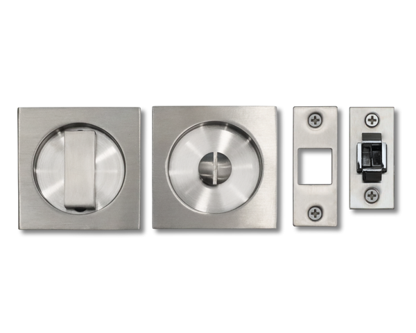 Linnea PL66S Square Privacy Pocket Door Lock in Polished Stainless Steel finish
