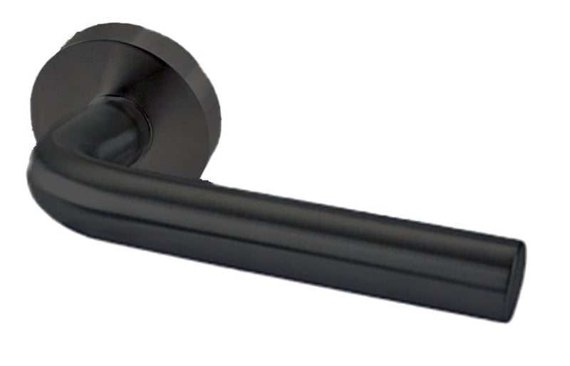 Linnea Passage Lever L03 with Round Rose and 2 3/4" Backset in Satin Black finish