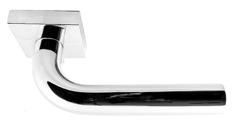 Linnea Passage Lever L03 with Square Rose and 2 3/8" Backset in Polished Stainless Steel finish