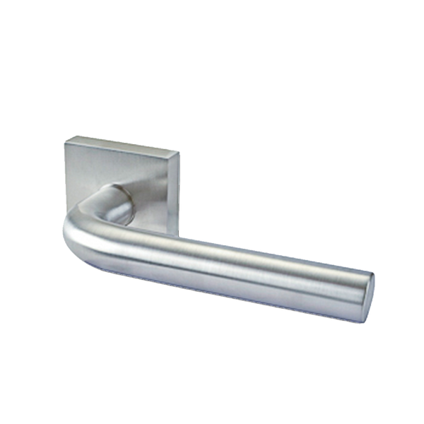 Linnea Privacy Lever LL3 with Square Rose and 60 mm Backset in Satin Stainless Steel finish