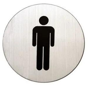 Linnea Round Male Restroom Sign in Satin Stainless Steel finish