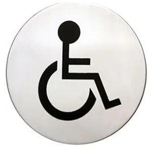 Linnea Round Unisex/ADA Restroom Sign in Polished Stainless Steel finish