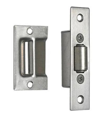 Linnea Solid Stainless Steel Pocket Door Roller Catch in Satin Stainless Steel finish