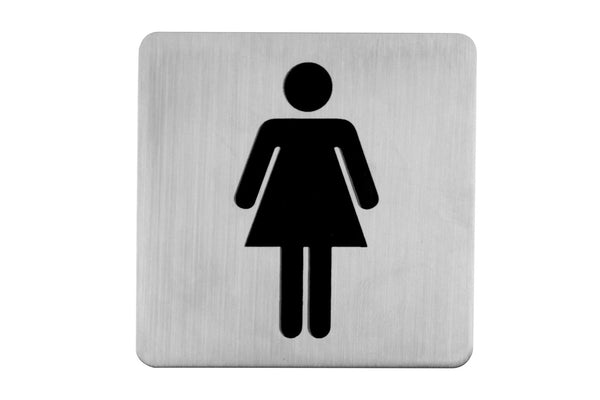Linnea Square Female Restroom Sign in Satin Stainless Steel finish