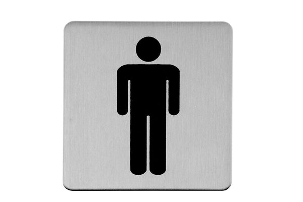 Linnea Square Male Restroom Sign in Satin Stainless Steel finish