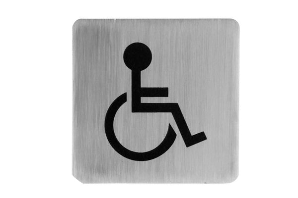 Linnea Square Unisex/ ADA Restroom Sign in Satin Stainless Steel finish