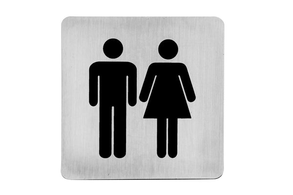 Linnea Square Unisex Restroom Sign in Satin Stainless Steel finish