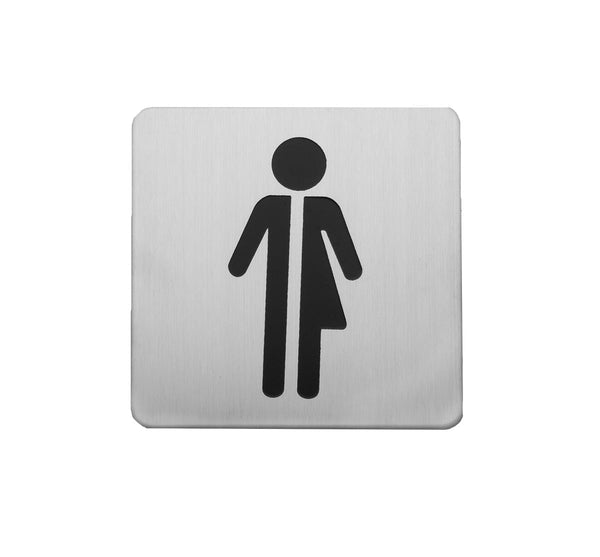 Linnea Square Unisex Restroom Sign in Satin Stainless Steel finish
