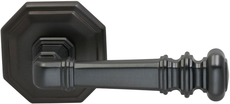 Omnia Traditions 101 Lever with Octagonal 2 5/8" Rose in Black, Oil-Rubbed, Lacquered finish