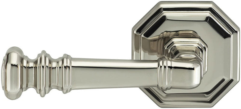 Omnia Traditions 101 Lever with Octagonal 2 5/8" Rose in Polished Nickel, Lacquered finish