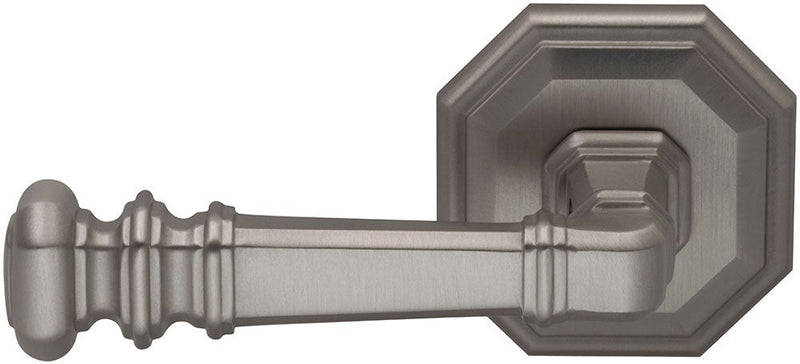 Omnia Traditions 101 Lever with Octagonal 2 5/8" Rose in Satin Nickel, Lacquered finish