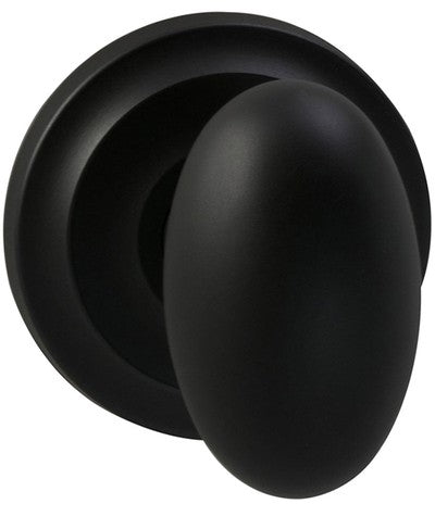 Omnia Traditions 432 Egg-Shaped Knob with Round Rose in Black, Oil-Rubbed, Lacquered finish