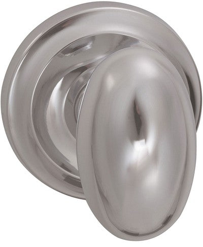 Omnia Traditions 432 Egg-Shaped Knob with Round Rose in Polished Chrome, Plated finish