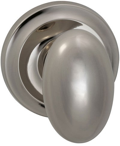 Omnia Traditions 432 Egg-Shaped Knob with Round Rose in Polished Nickel, Lacquered finish