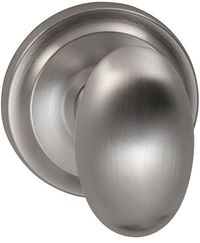 Omnia Traditions 432 Egg-Shaped Knob with Round Rose in Satin Chrome, Plated finish