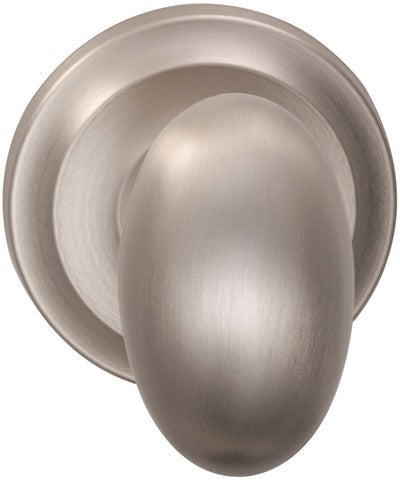 Omnia Traditions 432 Egg-Shaped Knob with Round Rose in Satin Nickel, Lacquered finish