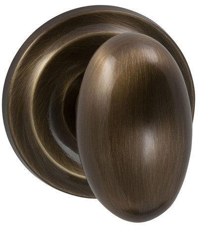 Omnia Traditions 432 Egg-Shaped Knob with Round Rose in Shaded Bronze finish