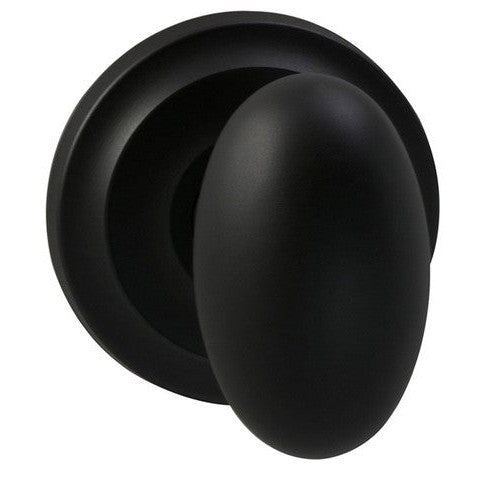 Omnia Traditions 432 Egg-Shaped Knob with Round Rosette in Black, Oil-Rubbed, Lacquered finish