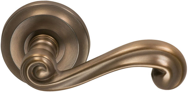 Omnia Traditions 55 Lever with Round Rosette in Antique Bronze, Unlacquered finish