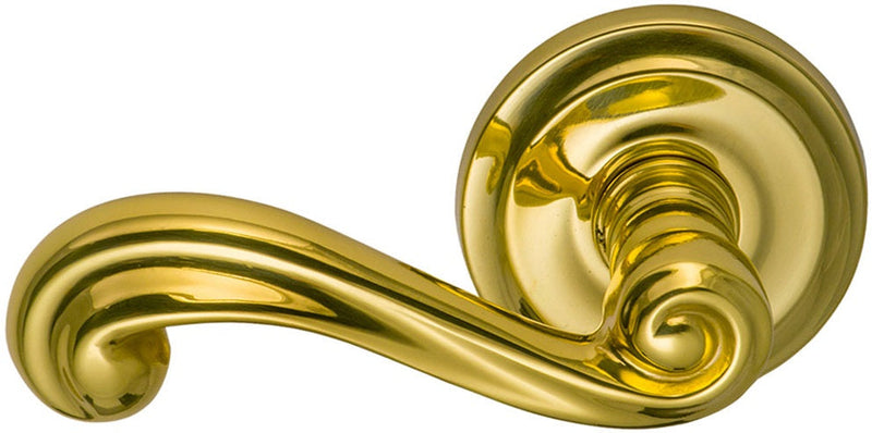 Omnia Traditions 55 Lever with Standard 2 5/8" Rose in Polished Brass, Lacquered finish