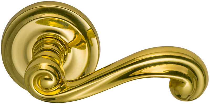 Omnia Traditions 55 Lever with Standard 2 5/8" Rose in Polished Brass, Lacquered finish