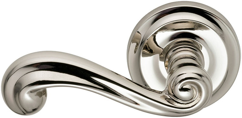 Omnia Traditions 55 Lever with Standard 2 5/8" Rose in Polished Nickel, Lacquered finish