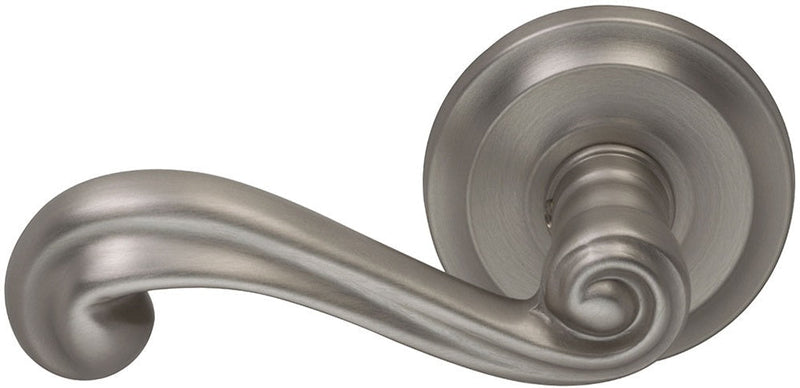 Omnia Traditions 55 Lever with Standard 2 5/8" Rose in Satin Nickel, Lacquered finish