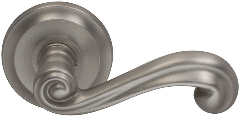 Omnia Traditions 55 Lever with Standard 2 5/8" Rose in Satin Nickel, Lacquered finish