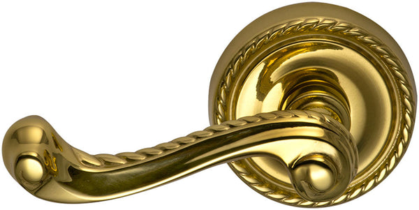 Omnia Traditions 570 Lever with 2 5/8" Rose in Polished Brass, Lacquered finish