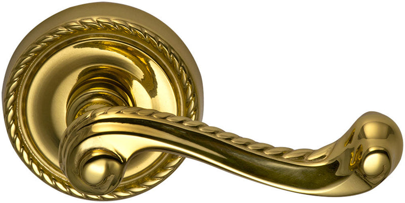 Omnia Traditions 570 Lever with 2 5/8" Rose in Polished Brass, Lacquered finish