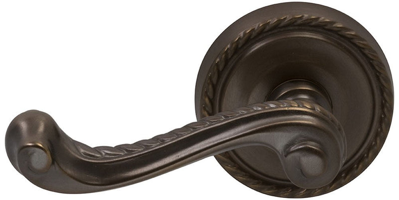 Omnia Traditions 570 Lever with Round Rosette in Antique Bronze, Unlacquered finish