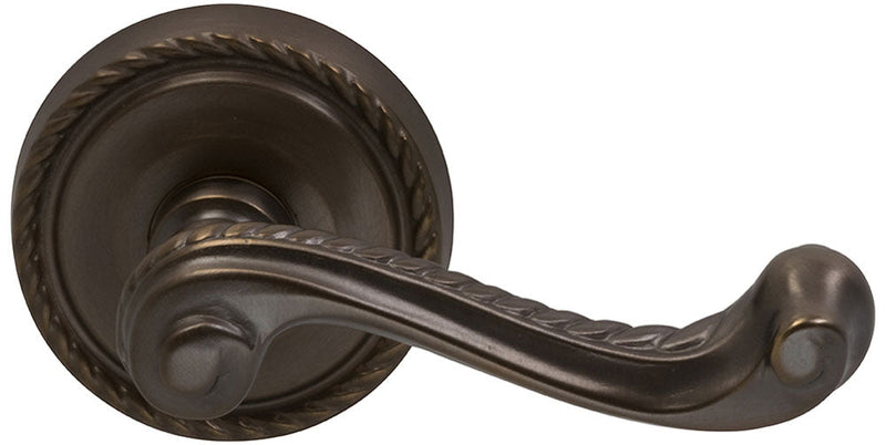 Omnia Traditions 570 Lever with Round Rosette in Antique Bronze, Unlacquered finish