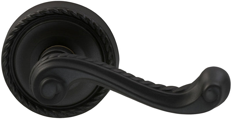 Omnia Traditions 570 Lever with Round Rosette in Black, Oil-Rubbed, Lacquered finish