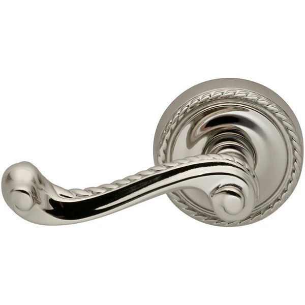 The Omnia Traditions 570 Lever with Round Rosette in Polished Nickel, Lacquered finish