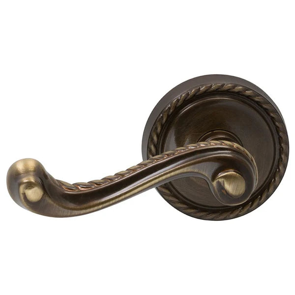 The Omnia Traditions 570 Lever with Round Rosette in Shaded Bronze finish