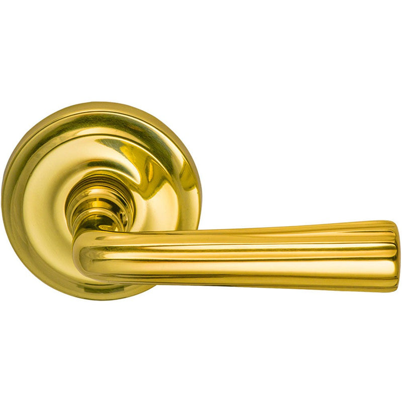 Omnia Traditions 706 Lever with Round Rosette in Polished Brass, Unlacquered finish