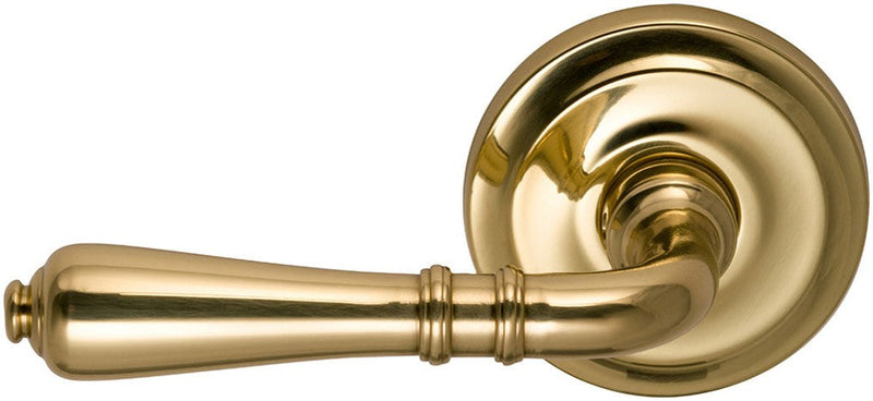 Omnia Traditions 752 Lever with 2 5/8" Rose in Polished Brass, Unlacquered finish