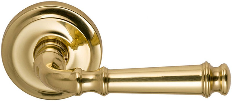 Omnia Traditions 904 Lever with 2 5/8" Rose in Polished Brass, Lacquered finish