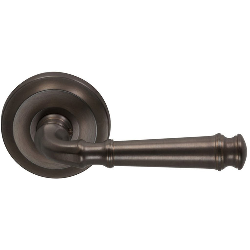 Omnia Traditions 904 Lever with Round Rosette in Antique Bronze, Unlacquered finish