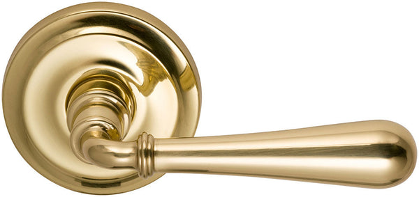 Omnia Traditions 918 Lever with 2 5/8" Rose in Polished Brass, Lacquered finish