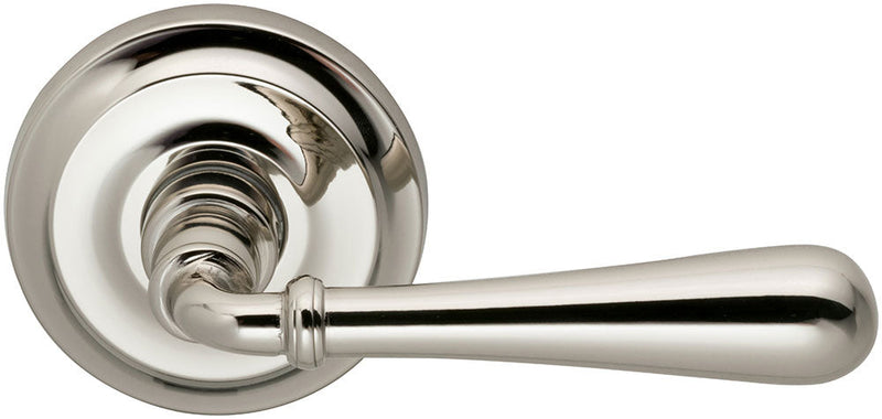 Omnia Traditions 918 Lever with 2 5/8" Rose in Polished Nickel, Lacquered finish