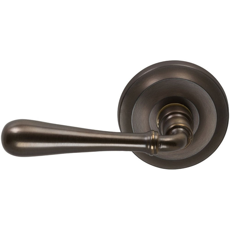 Omnia Traditions 918 Lever with Round Rosette in Antique Bronze, Unlacquered finish