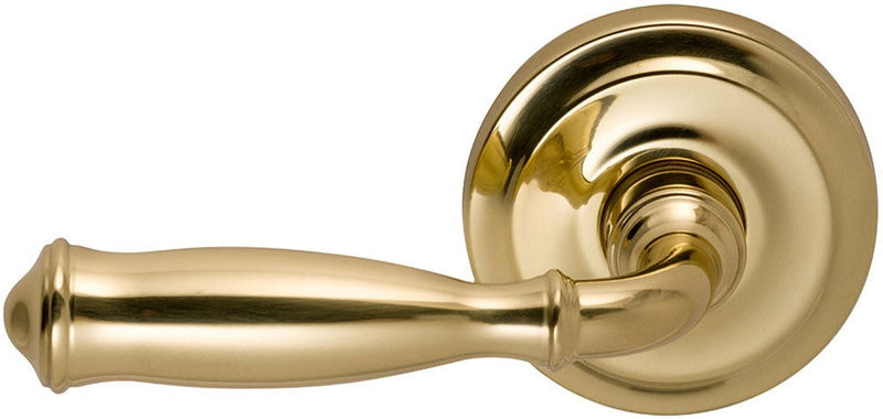 Omnia Traditions 944 Lever with 2 5/8" Rose in Polished Brass, Unlacquered finish