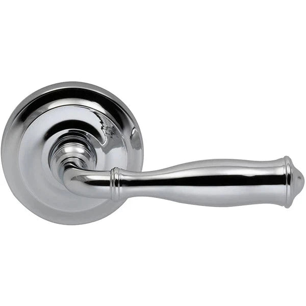 The Omnia Traditions 944 Lever with Round Rosette in Polished Chrome, Plated finish