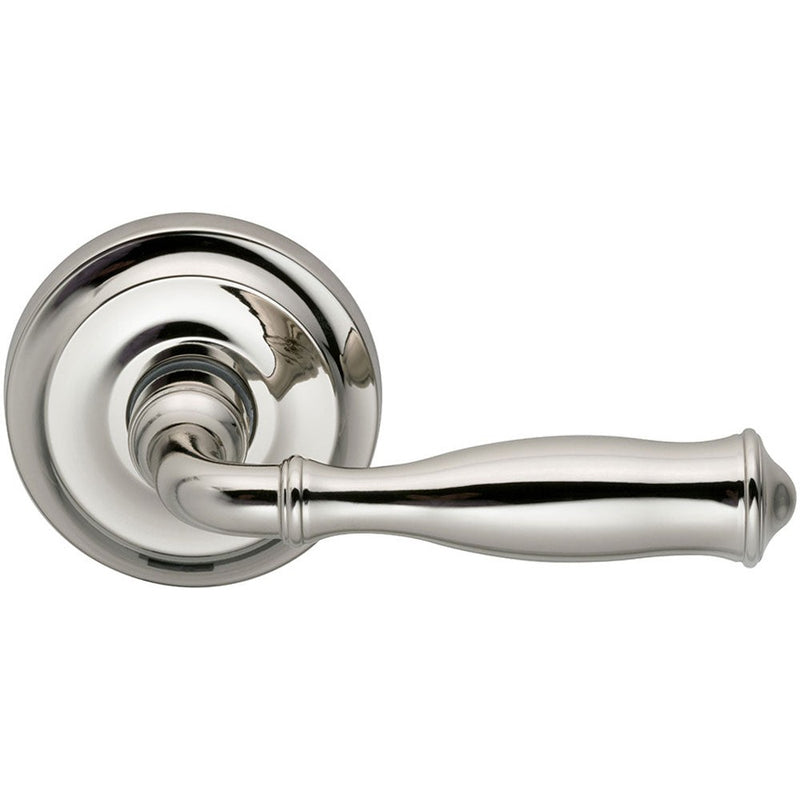 Omnia Traditions 944 Lever with Round Rosette in Polished Nickel, Lacquered finish