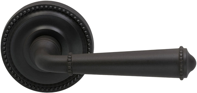 Omnia Traditions 946 Beaded Lever with 2 5/8" Beaded Rose in Black, Oil-Rubbed, Lacquered finish