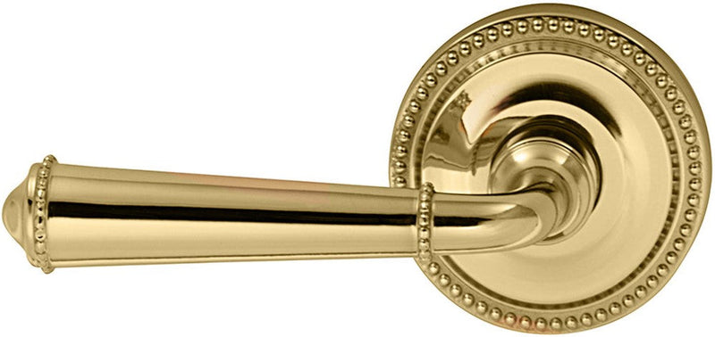 Omnia Traditions 946 Beaded Lever with 2 5/8" Beaded Rose in Polished Brass, Lacquered finish