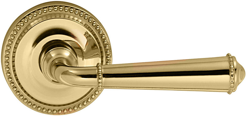 Omnia Traditions 946 Beaded Lever with 2 5/8" Beaded Rose in Polished Brass, Unlacquered finish