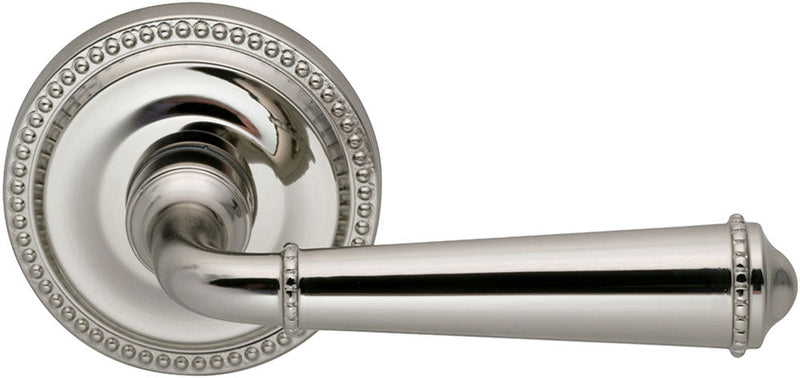 Omnia Traditions 946 Beaded Lever with 2 5/8" Beaded Rose in Polished Nickel, Lacquered finish